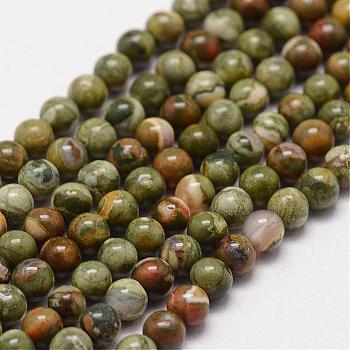 Natural Rhyolite Jasper Beads Strands, Round, 3mm, Hole: 0.5mm, about 125pcs/strand