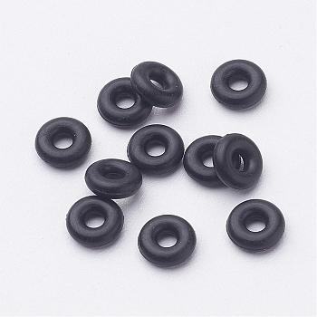 Black Rubber O Rings, Donut Spacer Beads, Fit European Clip Stopper Beads, about 6mm in diameter, 1.9mm thick, 2.2mm inner diameter