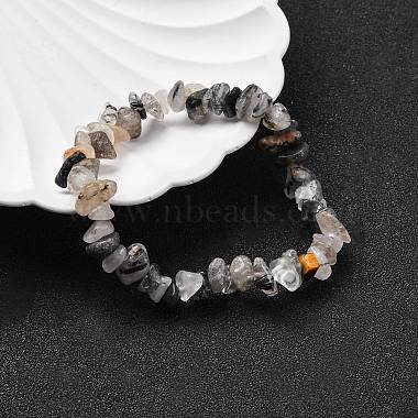 Bracelets extensibles quartz quartz tourmaliné naturel / noir rutile noir(BJEW-JB03681-01)-8