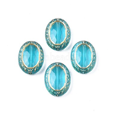 Dark Turquoise Oval Acrylic Beads