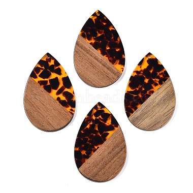 Saddle Brown Teardrop Resin+Wood Big Pendants