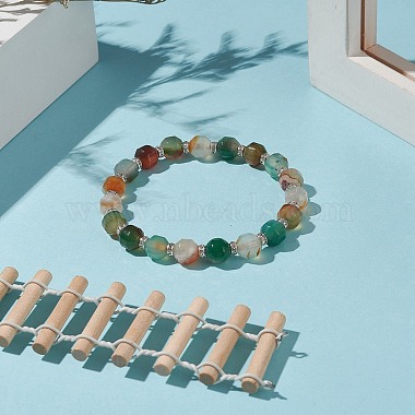 Ensembles de bracelets extensibles en perles d'agate naturelle teintée(BJEW-JB09180)-4