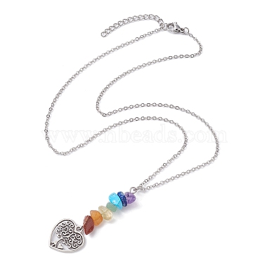 Alloy Heart with Tree Pendant Necklace with 304 Stainless Steel Cable Chains(NJEW-JN04459)-3