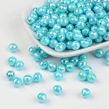 Faceted Colorful Eco-Friendly Poly Styrene Acrylic Round Beads(SACR-K001-8mm-62)-2