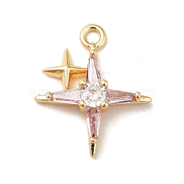 Real 18K Gold Plated Lavender Blush Star Brass+Cubic Zirconia Pendants