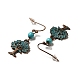 3 Pairs 3 Style Tree & Feather & Stone Shape Alloy Dangle Earrings Set(EJEW-G330-03R)-4