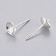 304 Stainless Steel Post Stud Earring Settings For Half Drilled Beads(STAS-H558-06S)-2