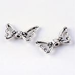 Tibetan Style Alloy Beads, Butterfly, Cadmium Free & Lead Free, Antique Silver, 10.5x18x3.5mm, Hole: 1.5mm, about 1230pcs/1000g(TIBE-R311-06AS-RS)