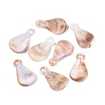 Two Tone Opaque Plastic Pendants, Shell Shape Charms, Peru, 24x14x5mm, Hole: 3mm, about 617pcs/500g(KY-N025-49)