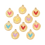 304 Stainless Steel Pendants, Heart Charms, with Enamel, Golden, Mixed Color, 19x15.5x2.5mm, Hole: 1.8mm(STAS-C159-03A-G)