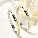 304 Stainless Steel Hoop Earrings for Women, with 316 Surgical Stainless Steel Ear Pins, Ring, Golden & Stainless Steel Color, 43.5x4mm(EJEW-C096-43GP-04)