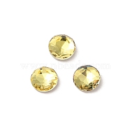 Glass Rhinestone Cabochons, Point Back & Back Plated, Faceted, Flat Round, Citrine, 6x2.7mm(RGLA-P037-10A-D226)