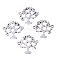 201 Stainless Steel Links connectors, Laser Cut, Tree of Life, Stainless Steel Color, 16x17x1mm, Hole: 1.4mm(STAS-R104-023P)