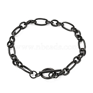 Unisex 304 Stainless Steel Figaro Chain Bracelets, with Toggle Clasps, Electrophoresis Black, 8-1/2 inch(21.5cm)(BJEW-H541-06A-EB)