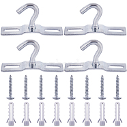 Iron Pad Eye Plate Ceiling Hooks, with Screw and Plastic Finding, Platinum, 34x68.5x17.5mm, Hole: 17x6mm(AJEW-WH0038-62P-01)