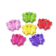 Opaque Acrylic Pendant Rhinestone Settings, Butterfly, Mixed Color, Fit for 1.5mm rhinestone, 25x28x6mm, Hole: 3mm(X-SACR-Q190-59)