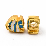 Rack Plating Alloy Enamel Beads, Fish, Matte Gold Color, 9x11x7mm, Hole: 3.4mm(PALLOY-A001-21MG)