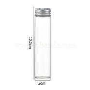 Clear Glass Bottles Bead Containers, Screw Top Bead Storage Tubes with Aluminum Cap, Column, Silver, 3x12cm, Capacity: 80ml(2.71fl. oz)(CON-WH0085-75H-01)