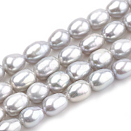 Natural Cultured Freshwater Pearl Beads Strands, Dyed, Potato, Light Grey, 5~6x3~4.5mm, Hole: 0.5mm, about 62pcs/strand, 14.7 inch(PEAR-S012-75B)
