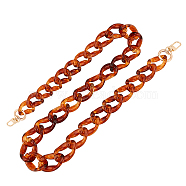 Acrylic Curb Chain Bag Handles, with Alloy Swivel Clasps, for Shoulder Bag Crossbody Replacement Accessories, Coral, 87.5cm(FIND-WH0120-05KCG)