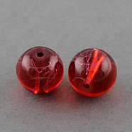 Drawbench Transparent Glass Beads Strands, Spray Painted, Round, FireBrick, 6mm, Hole: 1.3~1.6mm, 31.4 inch(GLAD-Q012-6mm-15)