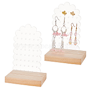 Transparent Acrylic Earring Diaplay Stands, Earring Organizer Holder with Wooden Base, Flower Pattern, 10x7x15.7cm(EDIS-WH0029-80D)