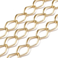 Oxidation Aluminum Twist Rhombus Link Chains, Unwelded, with Spool, Golden, 19x13x2mm, about 82.02 Feet(25m)/Roll(CHA-E003-09G)