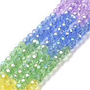 Transparent Electroplate Glass Beads Strands, AB Color Plated, Faceted, Abacus, Colorful, 4~5x3~3.5mm, Hole: 1mm, about 147pcs/strand, 20.08''(51cm)(GLAA-E036-02)