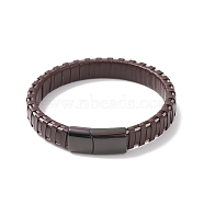 Leather Cord Bracelets, with 304 Stainless Steel Magnetic Clasps, Coconut Brown, 8-7/8 inch(22.5cm), 11.5mm(BJEW-E352-11D-B)