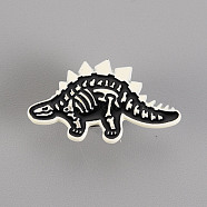 Spray Painted Alloy Brooches, Enamel Pin, with Brass Butterfly Clutches, Dinosaur, Cadmium Free & Lead Free, Platinum, Black, 17x29mm, Pin: 1mm(JEWB-S011-135-RS)