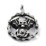 Tibetan Style Alloy Pendnat, Frosted, Skull, Antique Silver, 49.5x40x12mm, Hole: 5.5x4mm(PALLOY-H133-20AS)