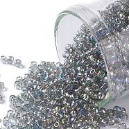 TOHO Round Seed Beads, Japanese Seed Beads, (176) Transparent AB Black Diamond, 11/0, 2.2mm, Hole: 0.8mm, about 5555pcs/50g(SEED-XTR11-0176)