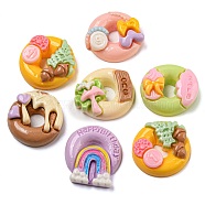 Imitation Food Resin Decoden Cabochons, Cartoon Donut, Mixed Color, 19~21x19.5~21x5~8mm(RESI-C046-02)