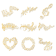 Nickel Decoration Stickers, Metal Resin Filler, Epoxy Resin & UV Resin Craft Filling Material, Golden, Musical Note, 40x40mm, 9pcs/set(DIY-WH0450-138)