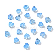 Transparent Glass Pendants,  Heart, Light Sky Blue, 5.5x6x2mm, Hole: 1mm(GGLA-Z002-03E)