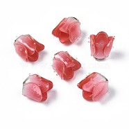 Plastic Beads, Flower, Red, 13~15x13.5~15x13.5~15mm, Hole: 0.8mm(KY-N015-037E)