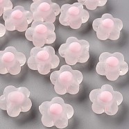 Transparent Acrylic Beads, Frosted, Bead in Bead, Flower, Pink, 16.5x17x9.5mm, Hole: 2.5mm, about 390pcs/500g(TACR-S152-09C-08)