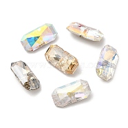 K5 Glass Rhinestone Buttons, Back Plated, Faceted, Rectangle, Mixed Color, 16x8x6mm, Hole: 1mm(RGLA-H109-11)