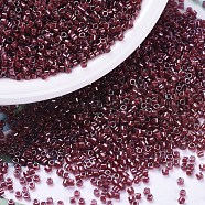 MIYUKI Delica Beads, Cylinder, Japanese Seed Beads, 11/0, (DB0280) Cranberry Lined Crystal Luster, 1.3x1.6mm, Hole: 0.8mm, about 2000pcs/10g(X-SEED-J020-DB0280)
