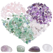 4 Strands 4 Styles Natural Mixed Gemstone Chip Beads Strands, Natural Green Aventurine & Amethyst & Rose Quartz & Fluorite, 5~8x5~8mm, Hole: 1mm, about 15.75 inch, 1 strand/style(G-SC0002-78)