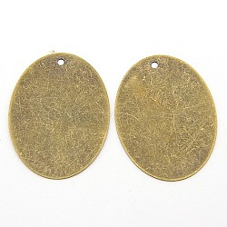 Metal Tags, Brass Stamping Blank Tag Pendants, Oval, Antique Bronze, 40x30x0.5mm, Hole: 1.5mm(X-KK-N0001-02AB)