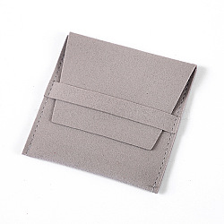 Microfiber Jewelry Envelope Pouches with Flip Cover, Jewelry Storage Gift Bags, Square, Gray, 8x8cm(PAAG-PW0010-002D)