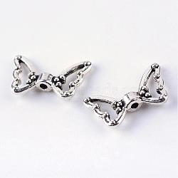 Tibetan Style Alloy Beads, Butterfly, Cadmium Free & Lead Free, Antique Silver, 10.5x18x3.5mm, Hole: 1.5mm, about 1230pcs/1000g(TIBE-R311-06AS-RS)