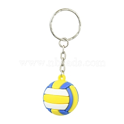 Plastic Keychain, with Iron Findings, Volleyball, 7.5cm, Pendant: 32mm(KEYC-YW00042-03)