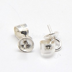 925 Sterling Silver Pinch Bails, for Half Drilled Beads, 7x4x3mm, Pin: 1mm(STER-A006-343)
