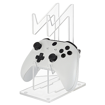 2-Tier Transparent Acrylic Game Controller Display Stand Holders, Controllers Desktop Organizer Stands, Clear, 9~19.5x9~13.9x0.45~0.75cm, about 3pcs/set