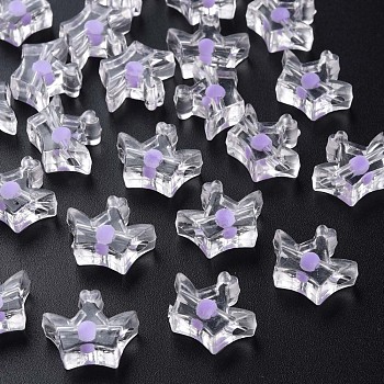 Transparent Acrylic Beads, Bead in Bead, Crown, Lilac, 14x17.5x7mm, Hole: 2mm, about 581pcs/500g