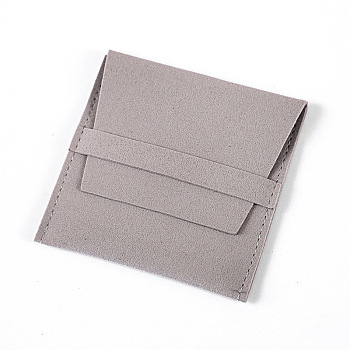 Microfiber Jewelry Envelope Pouches with Flip Cover, Jewelry Storage Gift Bags, Square, Gray, 8x8cm