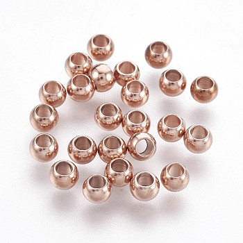 201 Stainless Steel Beads, Rondelle, Rose Gold, 2.9x4mm, Hole: 1.8mm