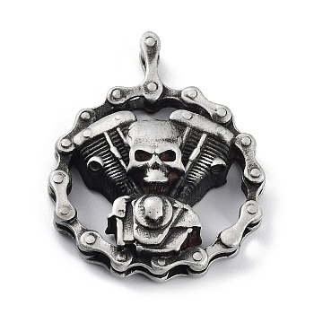 Tibetan Style Alloy Pendnat, Frosted, Skull, Antique Silver, 49.5x40x12mm, Hole: 5.5x4mm